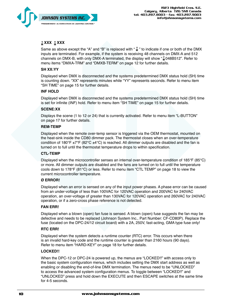 Johnson Systems DPC-24-3000 Series Digital Pack Controller User Manual | Page 10 / 24