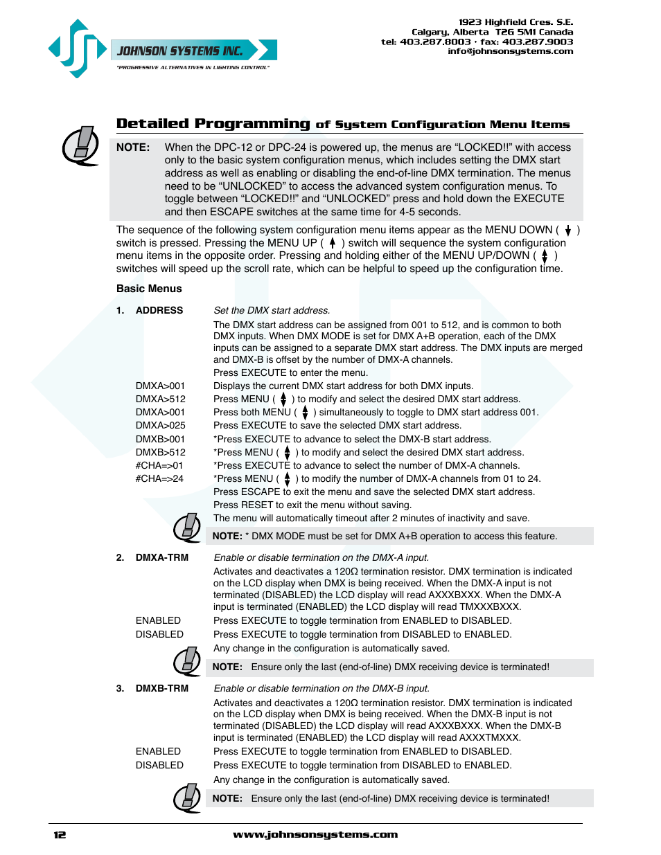 Detailed programming | Johnson Systems DPC-24-3000 Series Digital Pack Controller User Manual | Page 12 / 24