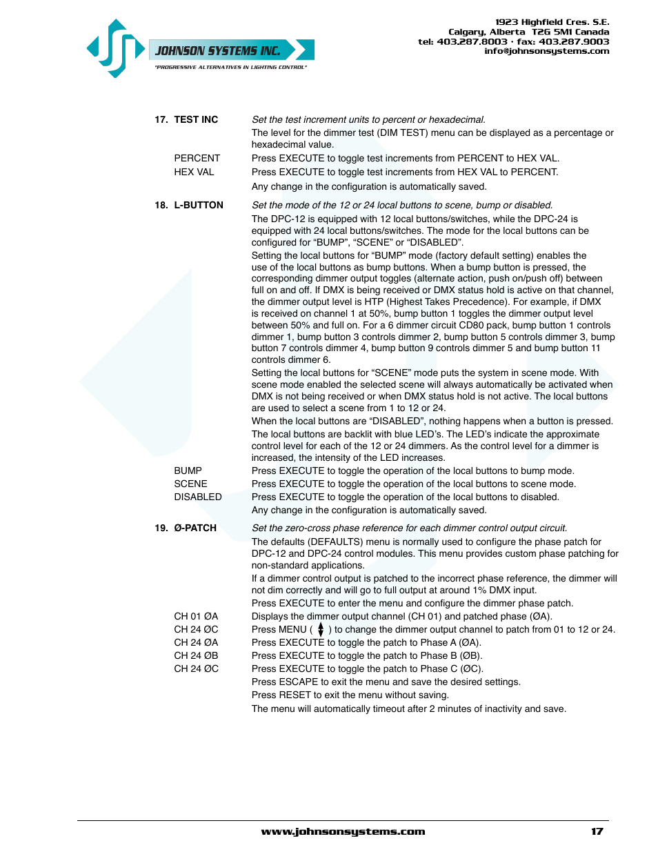 Johnson Systems DPC-24-3000 Series Digital Pack Controller User Manual | Page 17 / 24