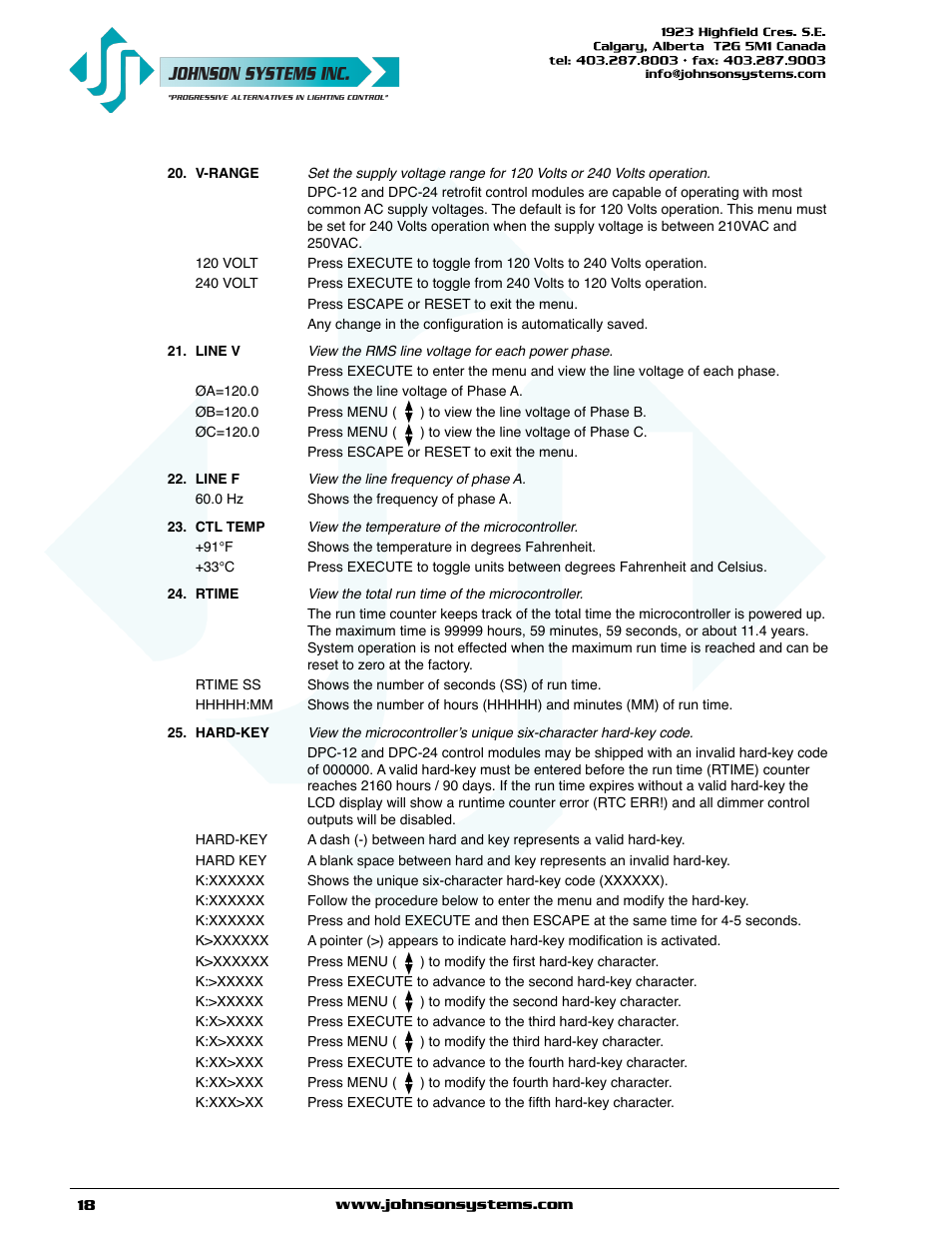 Johnson Systems DPC-24-3000 Series Digital Pack Controller User Manual | Page 18 / 24