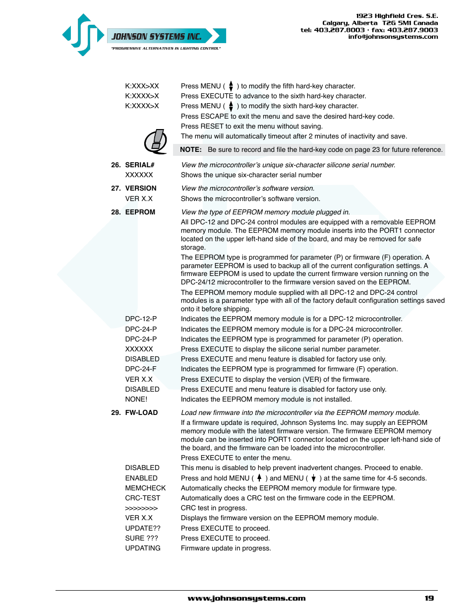 Johnson Systems DPC-24-3000 Series Digital Pack Controller User Manual | Page 19 / 24