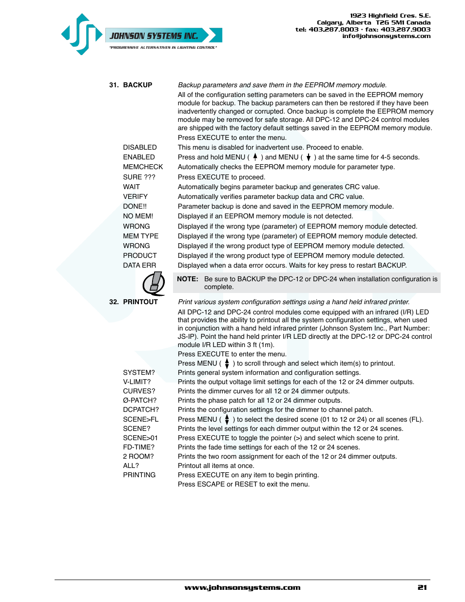 Johnson Systems DPC-24-3000 Series Digital Pack Controller User Manual | Page 21 / 24