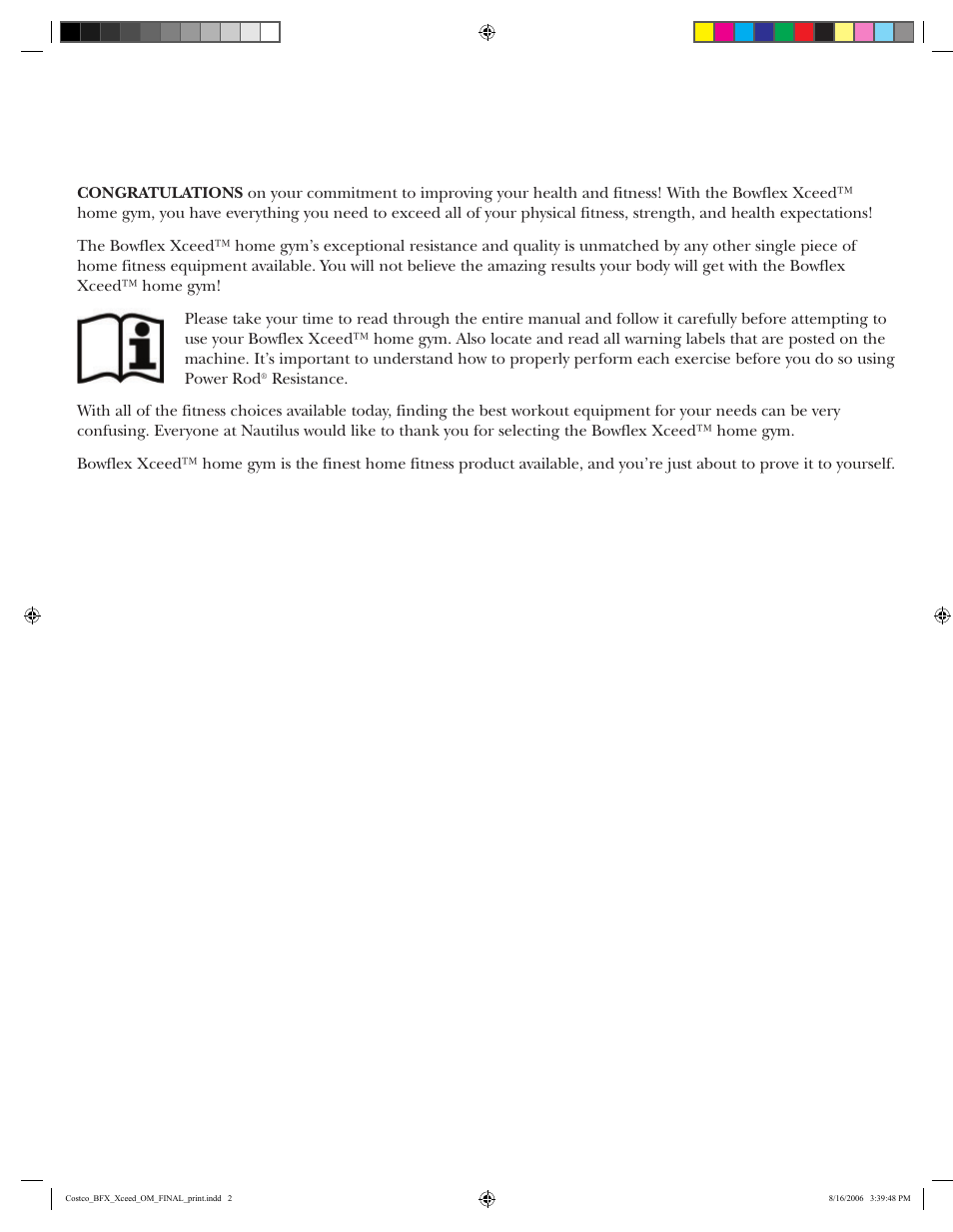 Bowflex Xceed User Manual | Page 2 / 84