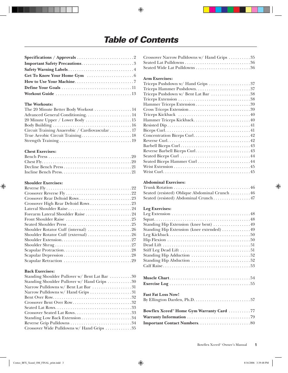 Bowflex Xceed User Manual | Page 3 / 84