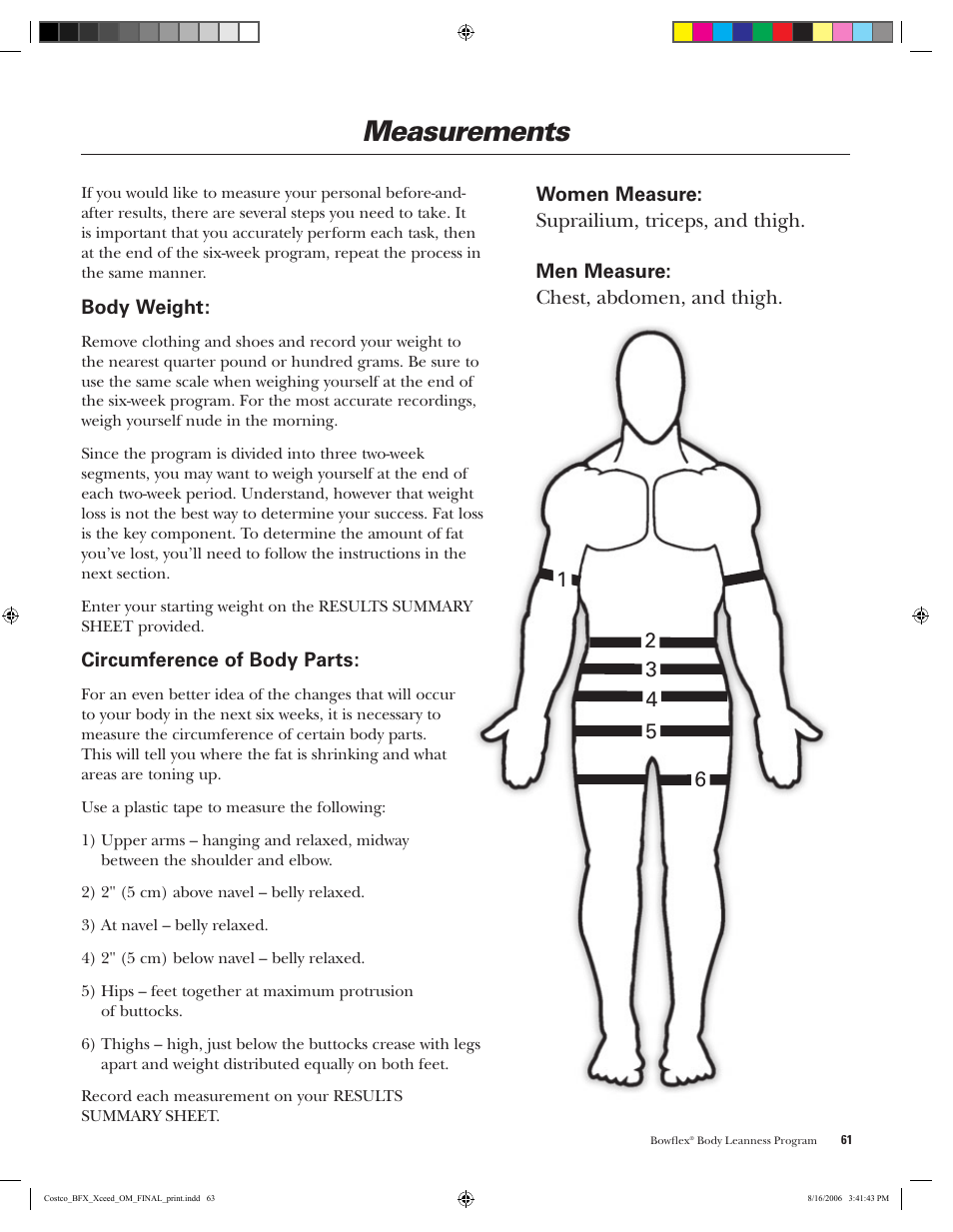 Measurements | Bowflex Xceed User Manual | Page 63 / 84