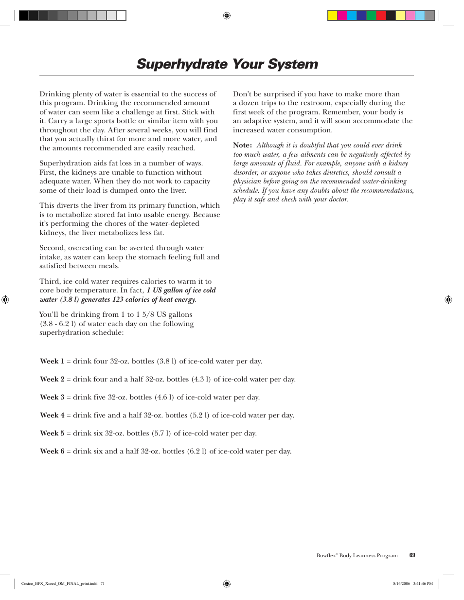 Superhydrate your system | Bowflex Xceed User Manual | Page 71 / 84