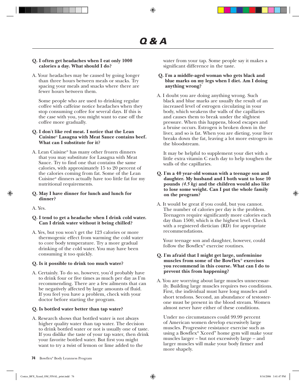 Q & a | Bowflex Xceed User Manual | Page 76 / 84