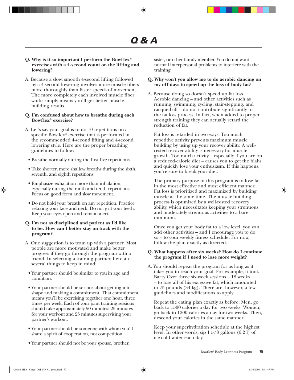 Q & a | Bowflex Xceed User Manual | Page 77 / 84