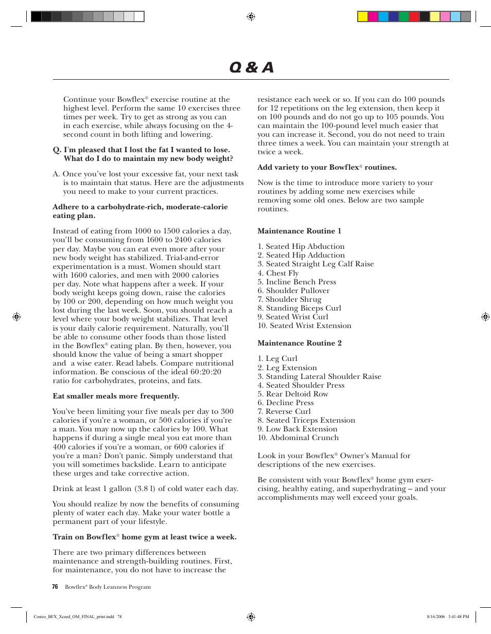 Q & a | Bowflex Xceed User Manual | Page 78 / 84