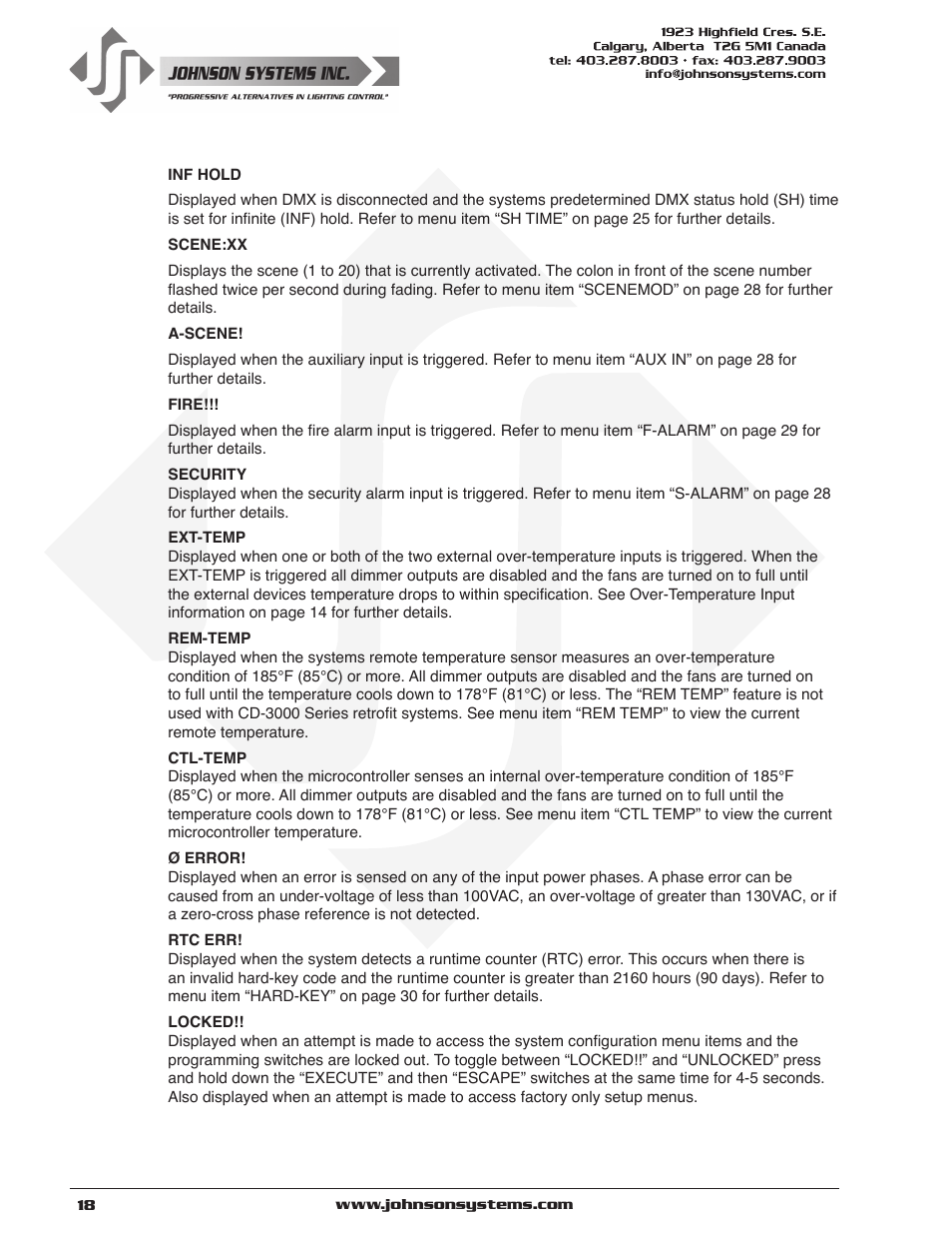 Johnson Systems CD-3000 Series Retrofit Control System User Manual | Page 18 / 38