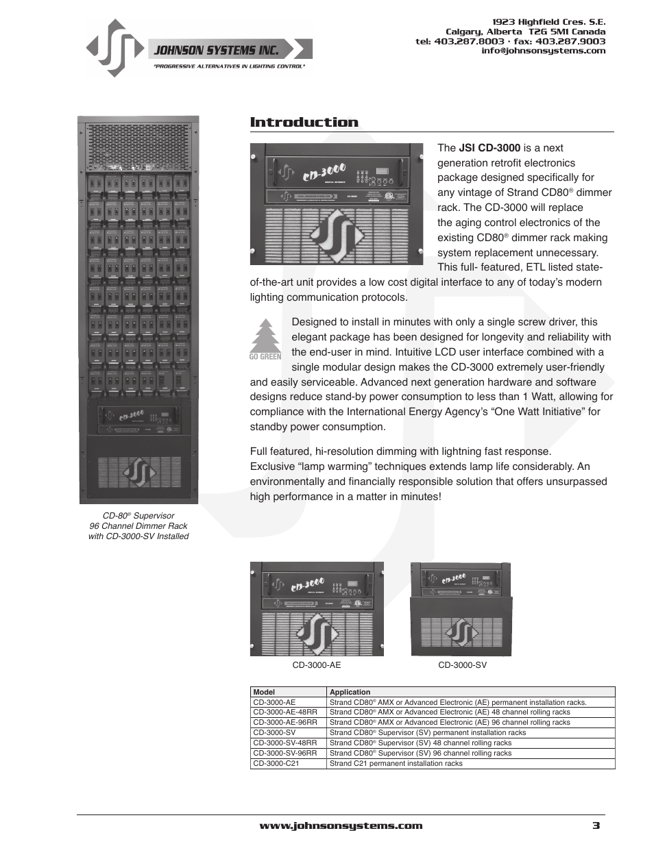 Introduction | Johnson Systems CD-3000 Series Retrofit Control System User Manual | Page 3 / 38