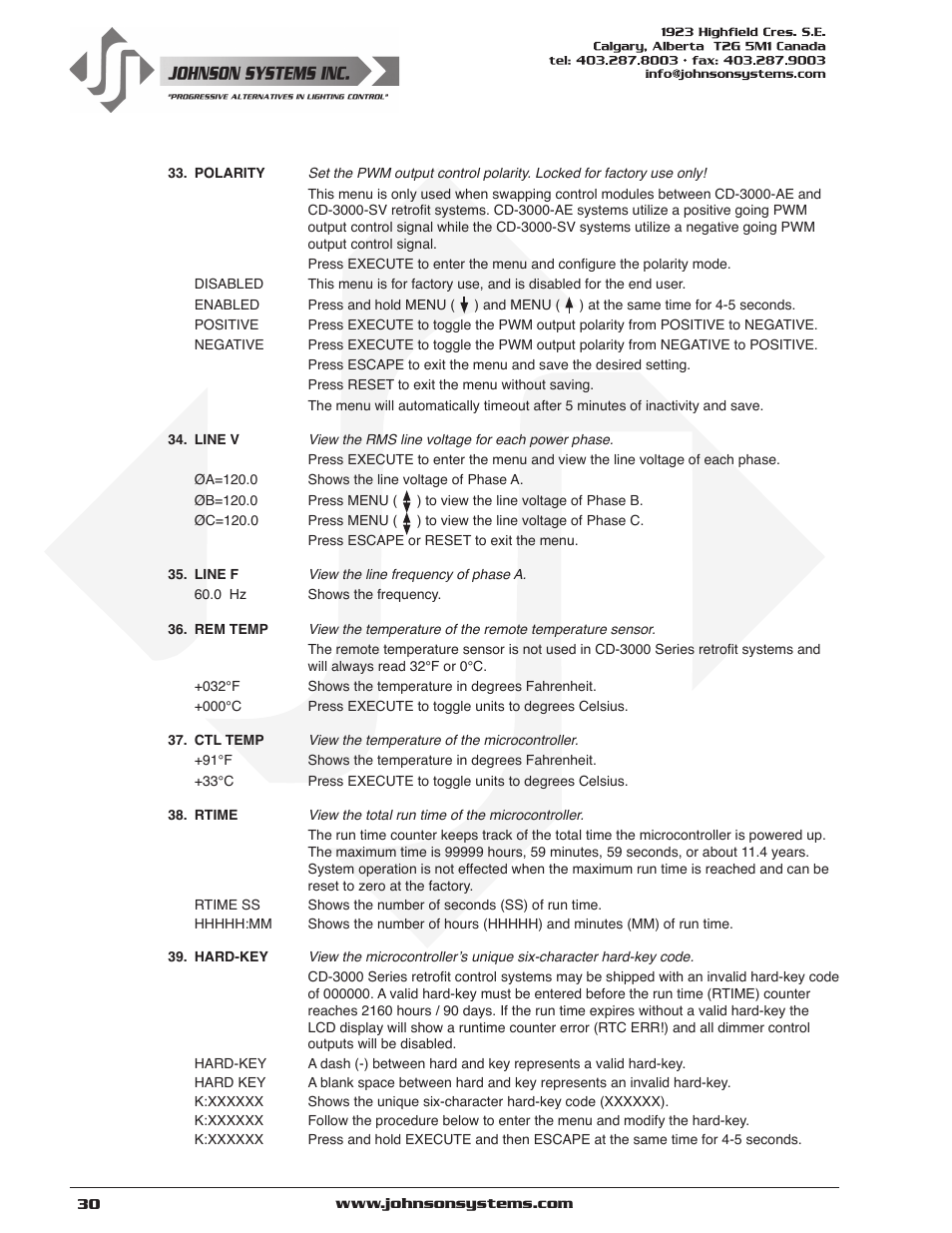 Johnson Systems CD-3000 Series Retrofit Control System User Manual | Page 30 / 38