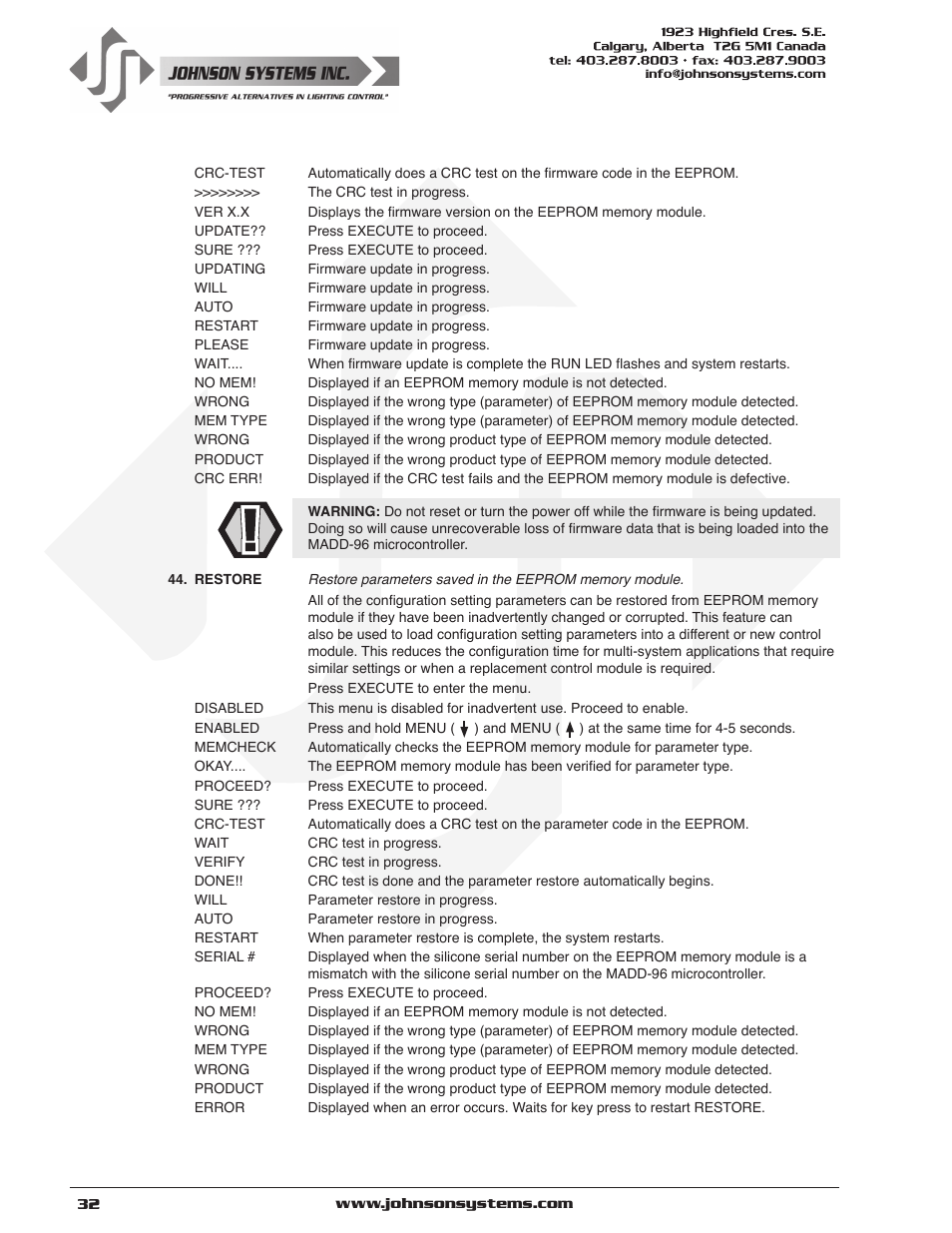 Johnson Systems CD-3000 Series Retrofit Control System User Manual | Page 32 / 38