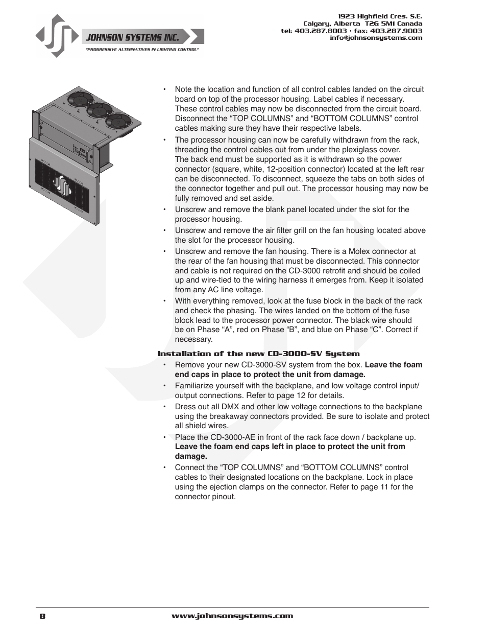 Johnson Systems CD-3000 Series Retrofit Control System User Manual | Page 8 / 38