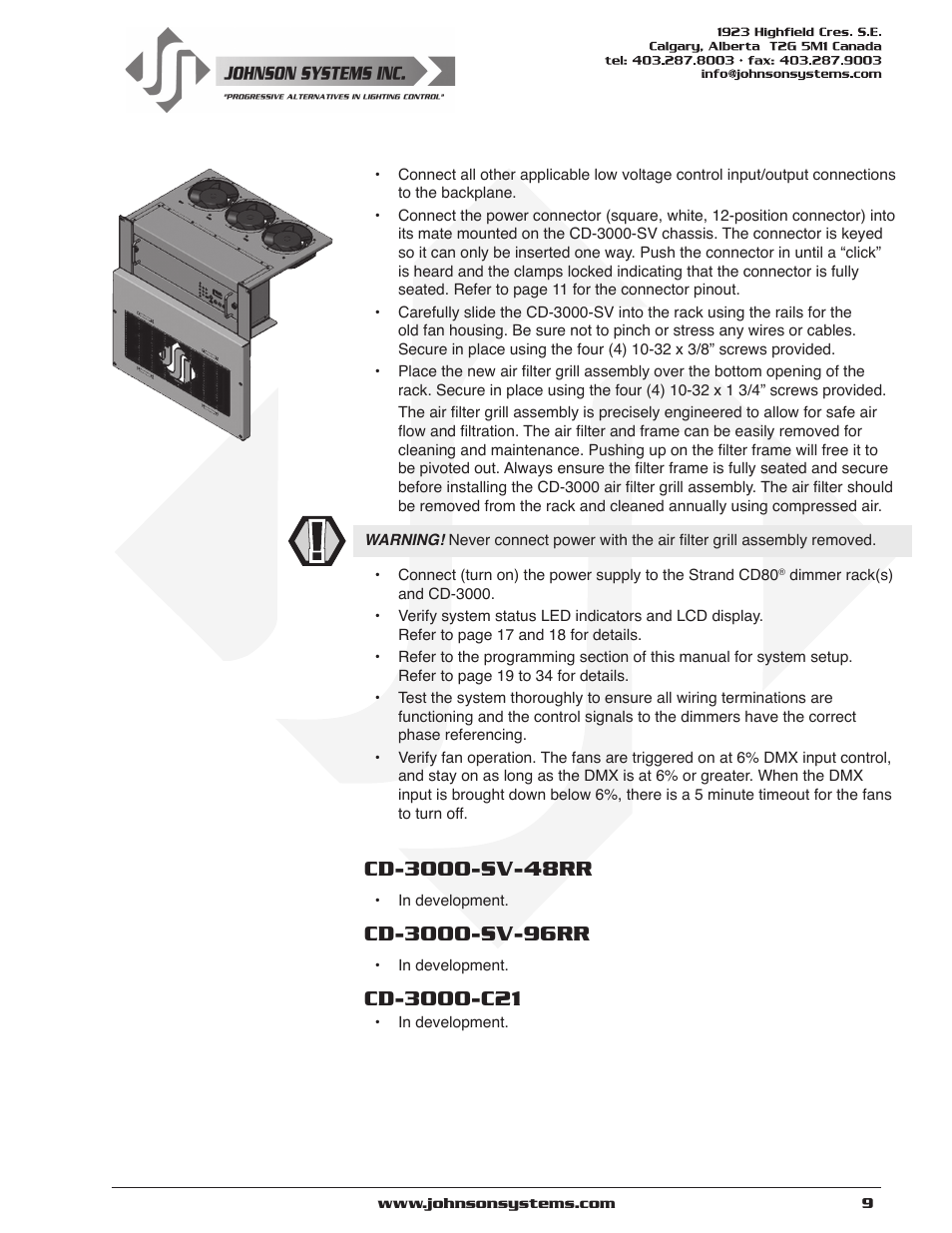 Johnson Systems CD-3000 Series Retrofit Control System User Manual | Page 9 / 38