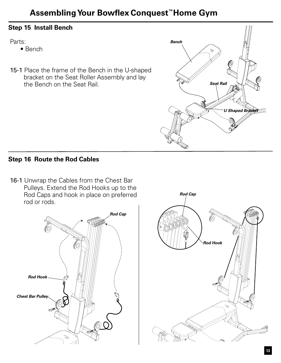Assembling your bowflex, Conquest, Home gym | Bowflex Conquest Home Gym User Manual | Page 13 / 16