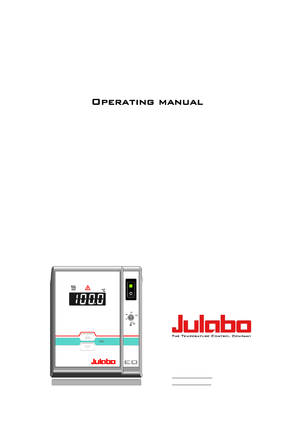 JULABO ED Heating Immersion Circulator User Manual | 23 pages