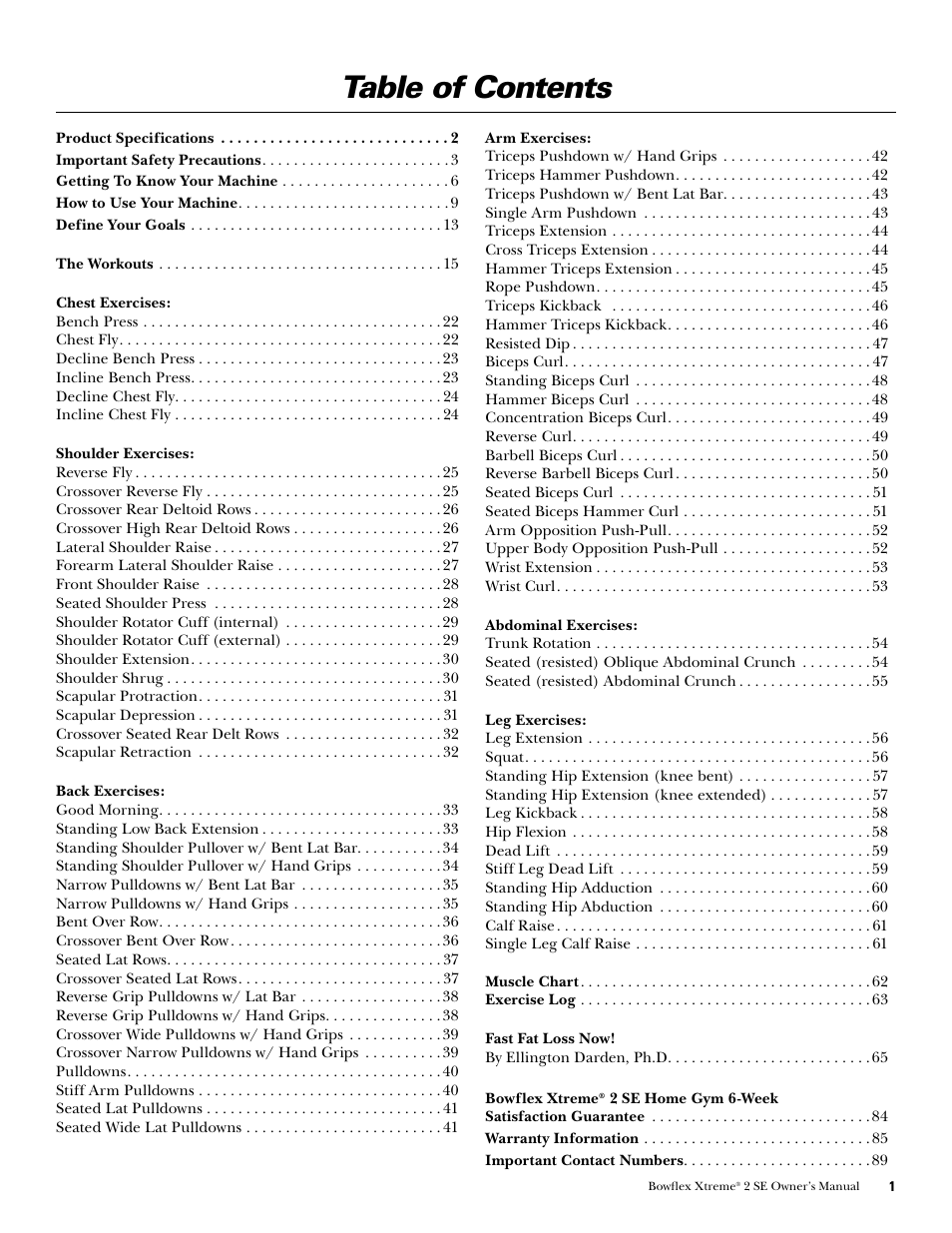 Bowflex Xtreme 2 SE User Manual | Page 3 / 92