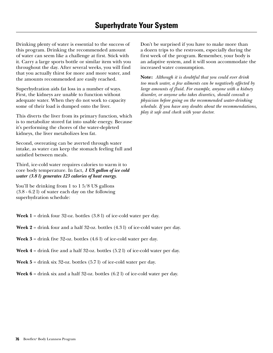 Superhydrate your system | Bowflex Xtreme 2 SE User Manual | Page 78 / 92