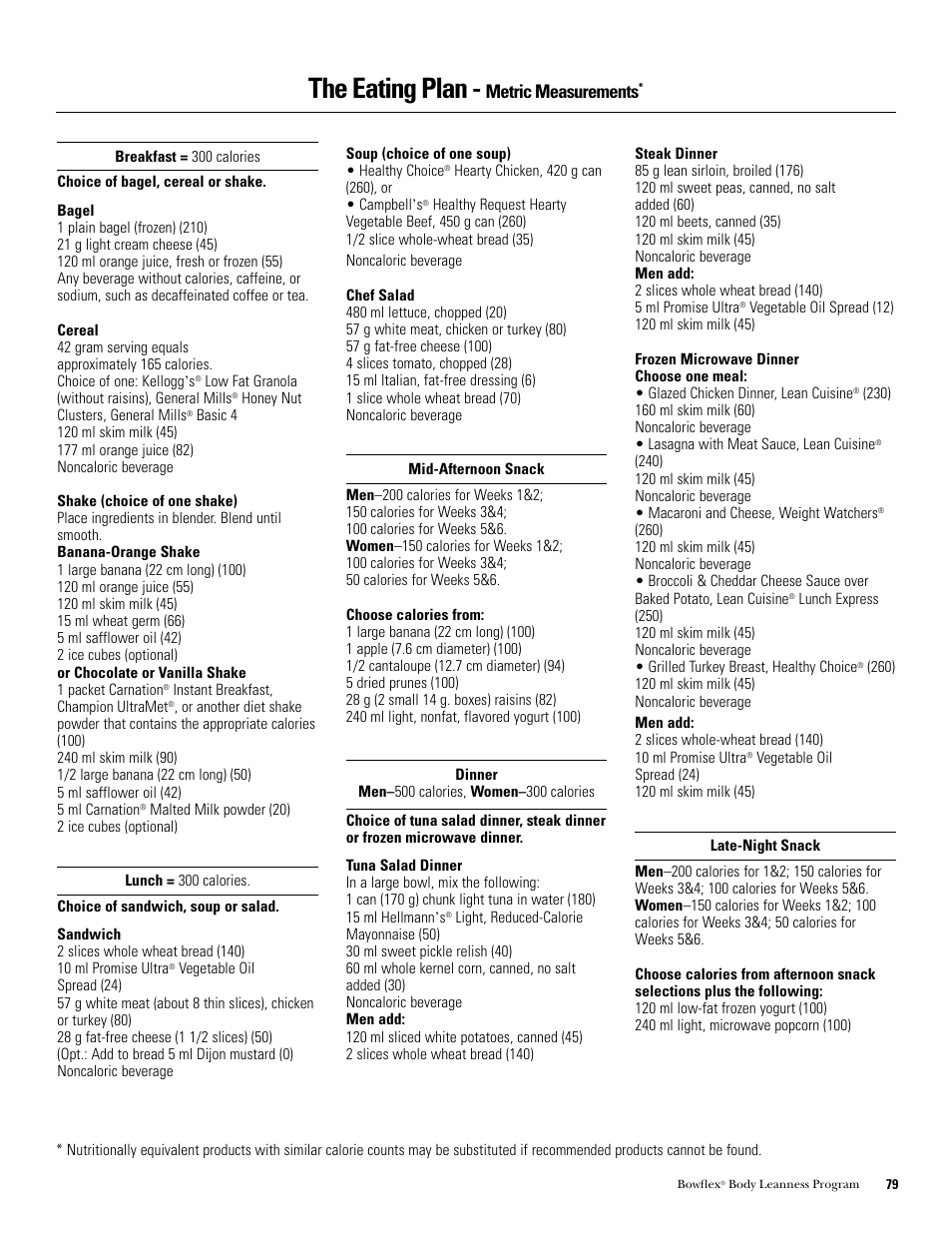 The eating plan, Metric measurements | Bowflex Xtreme 2 SE User Manual | Page 81 / 92