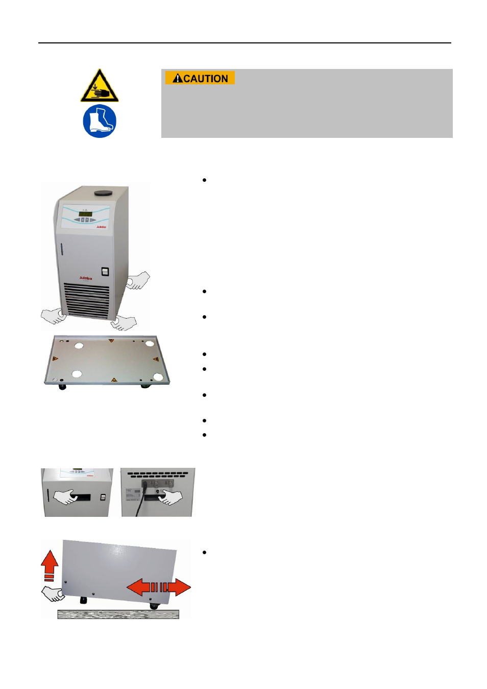 Moving up and connect, Transportation and site conditions | JULABO F1000 Recirculating Cooler User Manual | Page 15 / 35