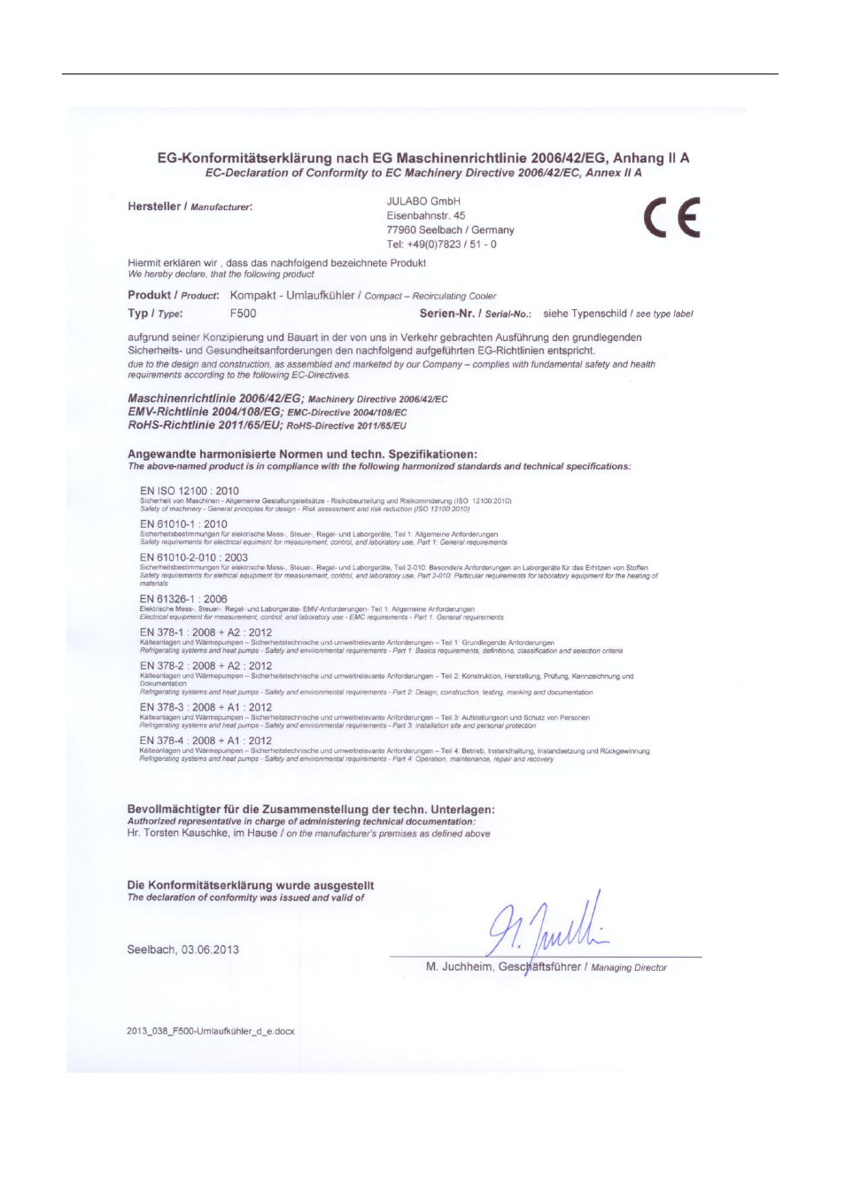 F500 | JULABO F1000 Recirculating Cooler User Manual | Page 34 / 35