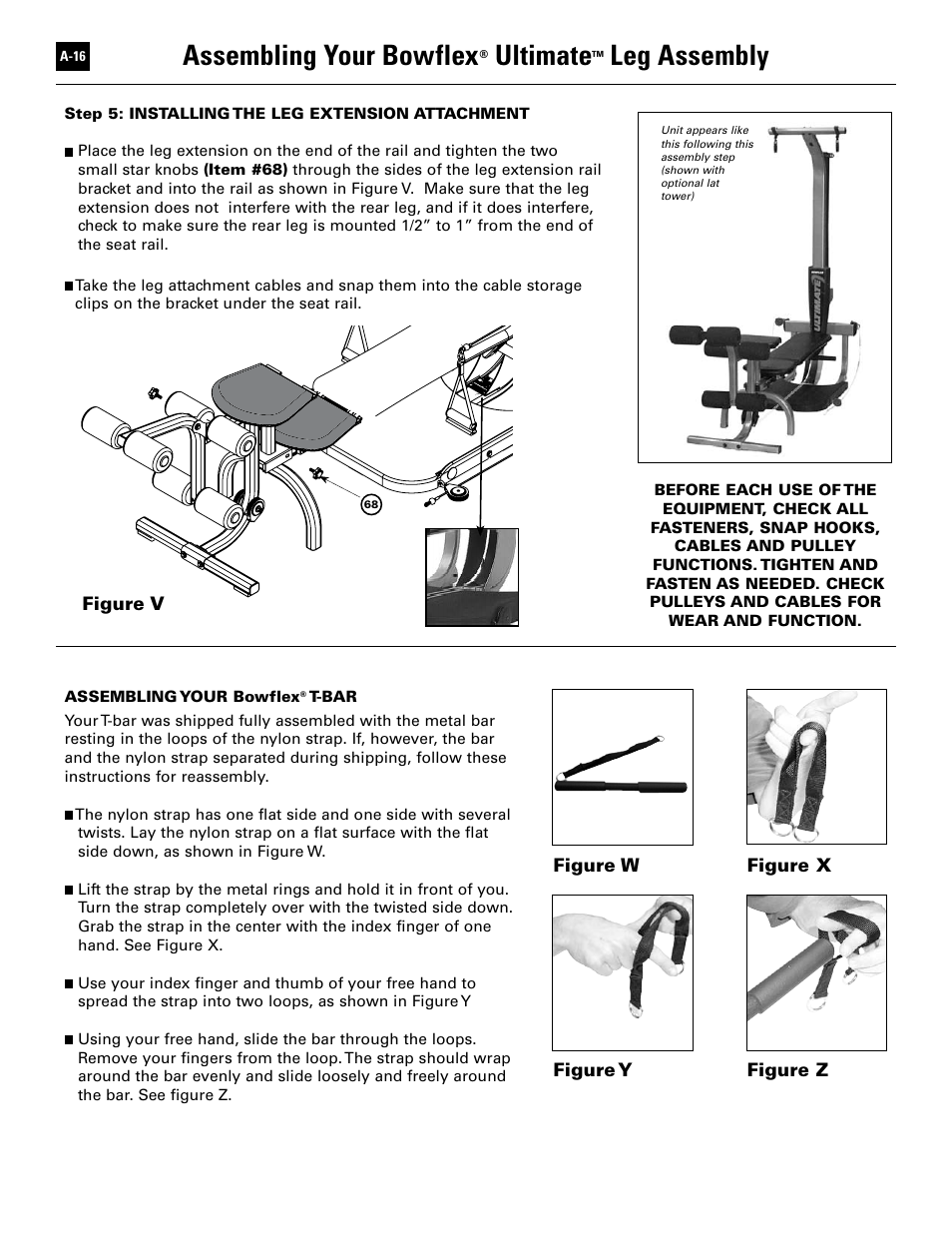 Assembling your bowflex, Ultimate, Leg assembly | Bowflex Ultimate User Manual | Page 104 / 110
