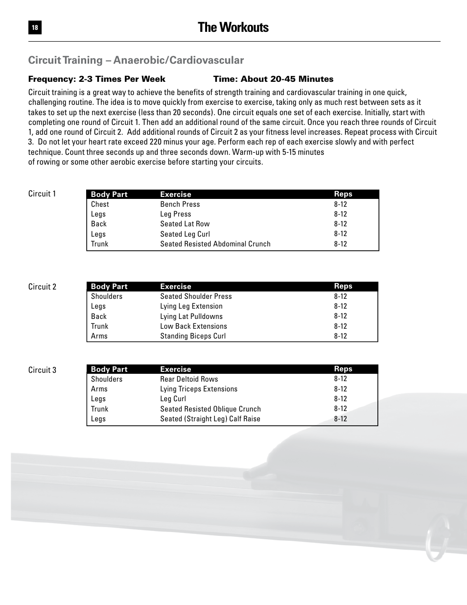 The workouts, Circuit training – anaerobic/cardiovascular | Bowflex Ultimate User Manual | Page 18 / 110