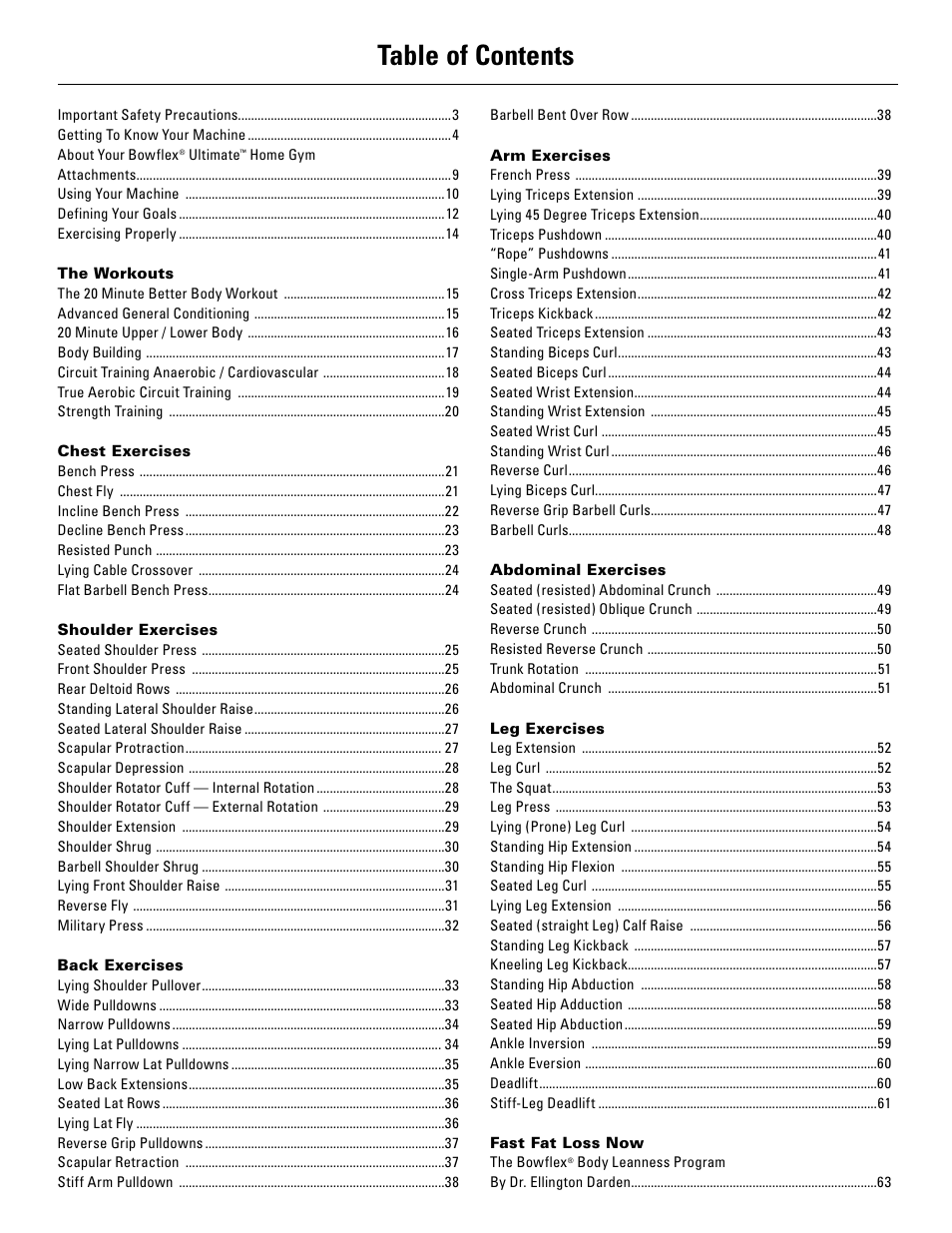 Bowflex Ultimate User Manual | Page 2 / 110