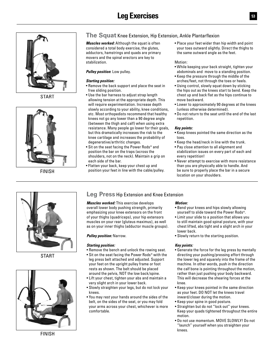 Leg exercises, The squat, Leg press | Bowflex Ultimate User Manual | Page 53 / 110