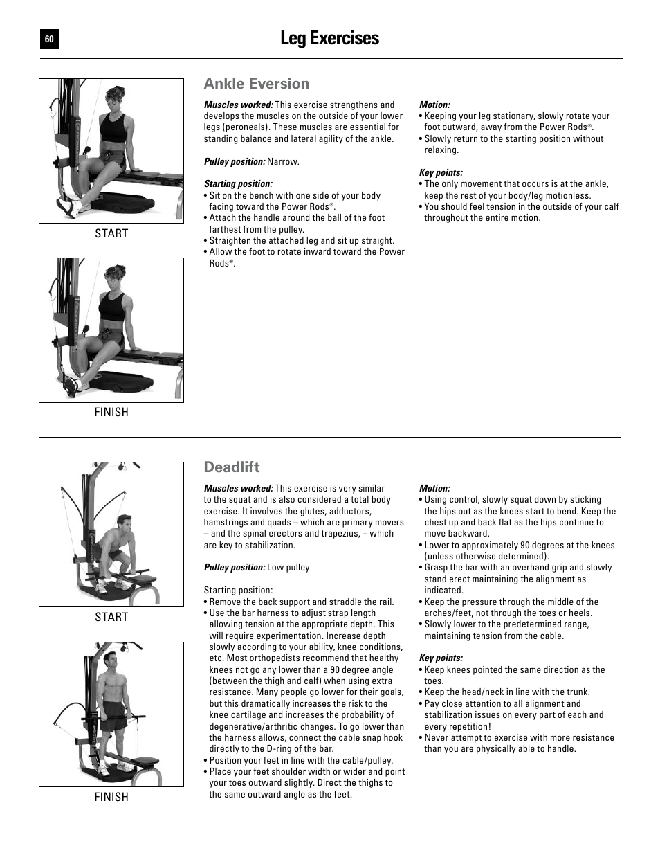 Leg exercises, Ankle eversion, Deadlift | Bowflex Ultimate User Manual | Page 60 / 110