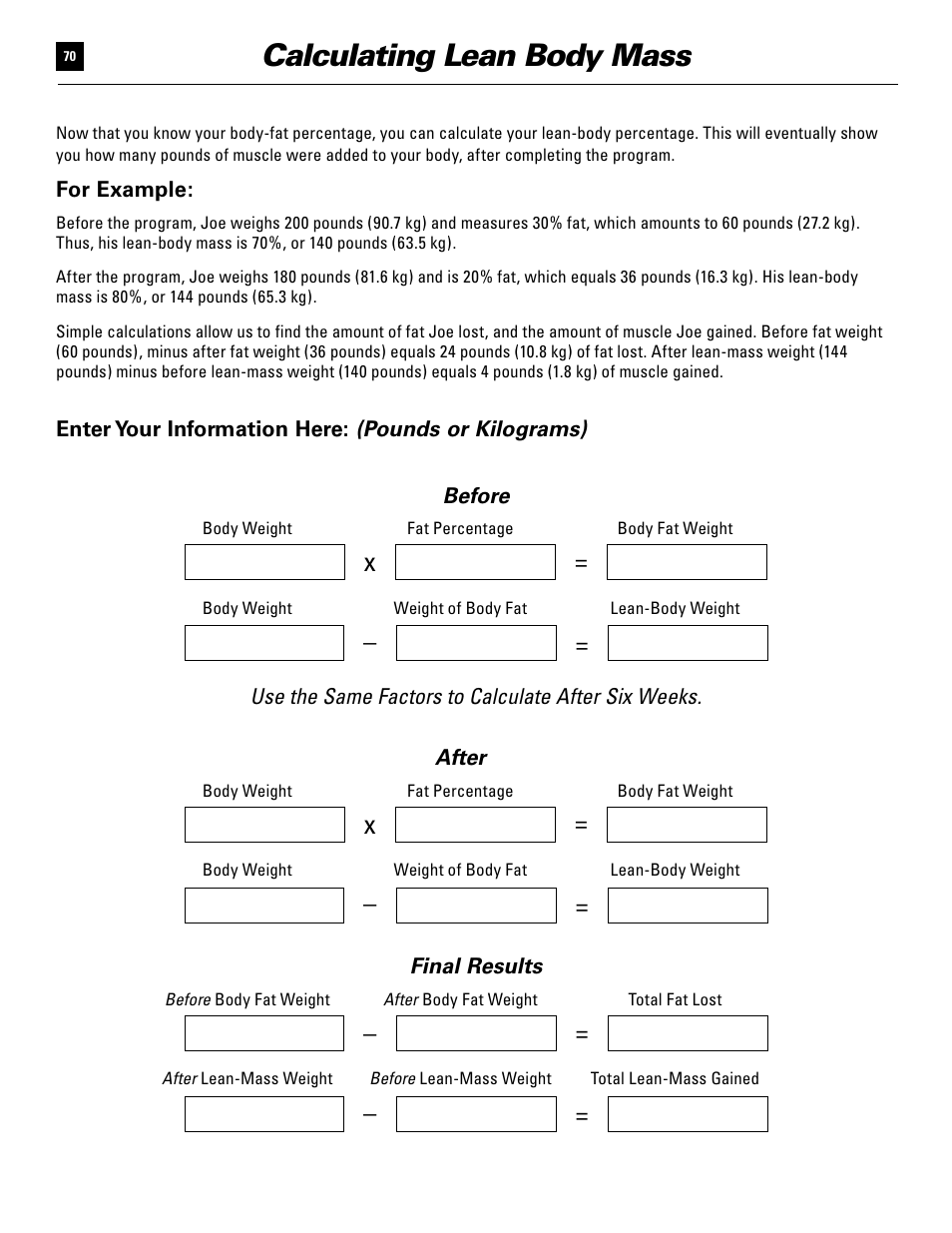 Calculating lean body mass | Bowflex Ultimate User Manual | Page 70 / 110