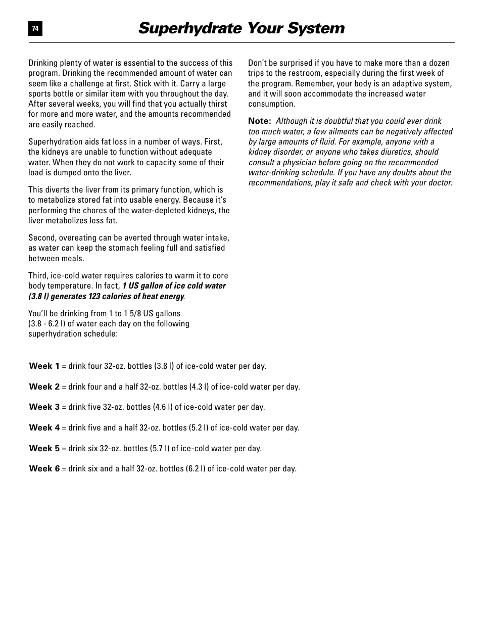 Superhydrate your system | Bowflex Ultimate User Manual | Page 74 / 110
