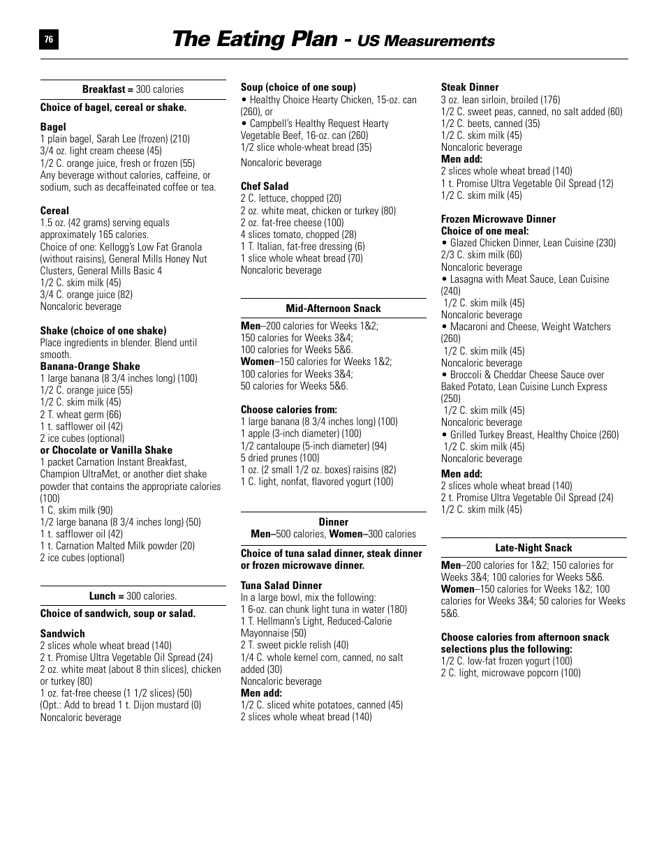 The eating plan, Us measurements | Bowflex Ultimate User Manual | Page 76 / 110