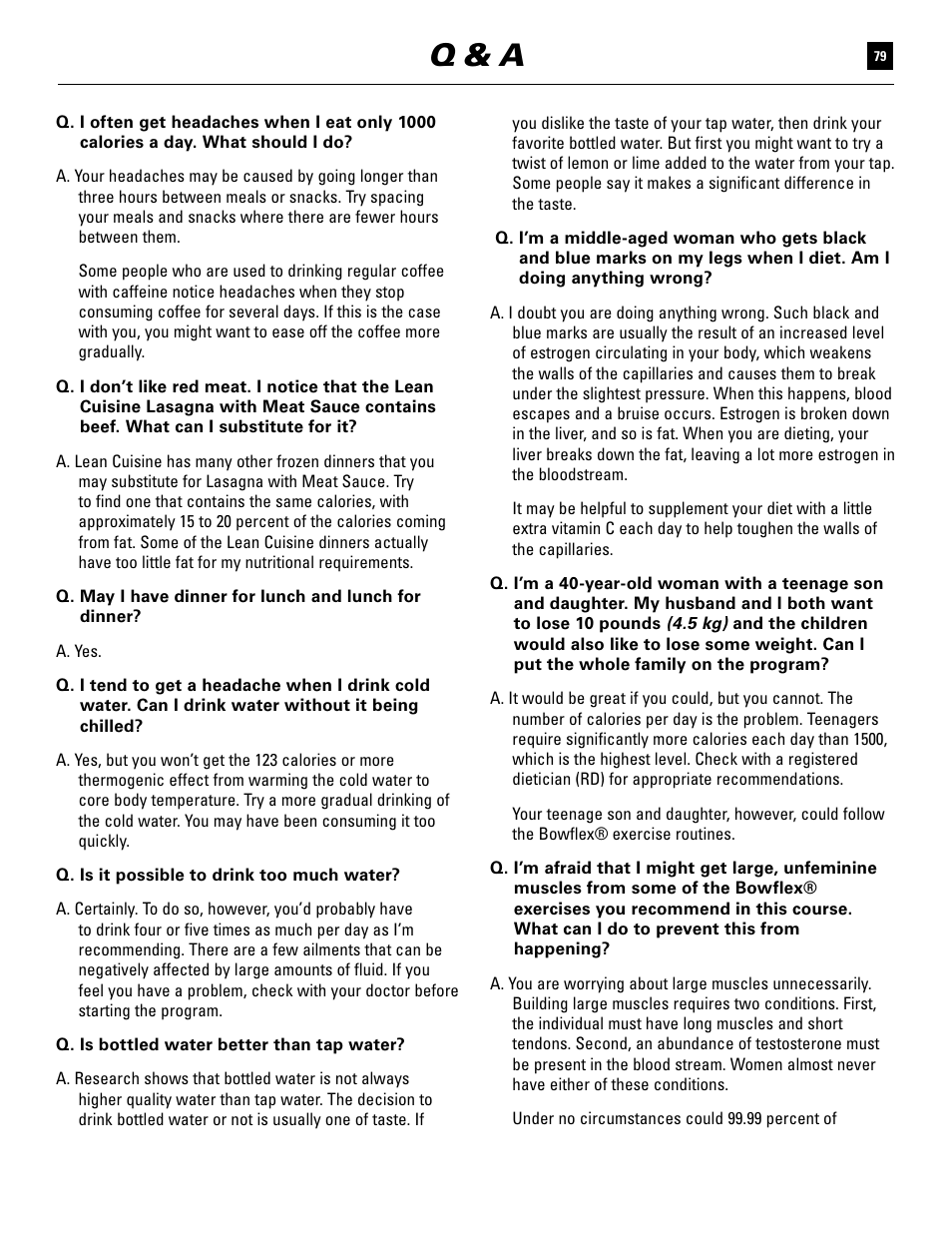 Q & a | Bowflex Ultimate User Manual | Page 79 / 110