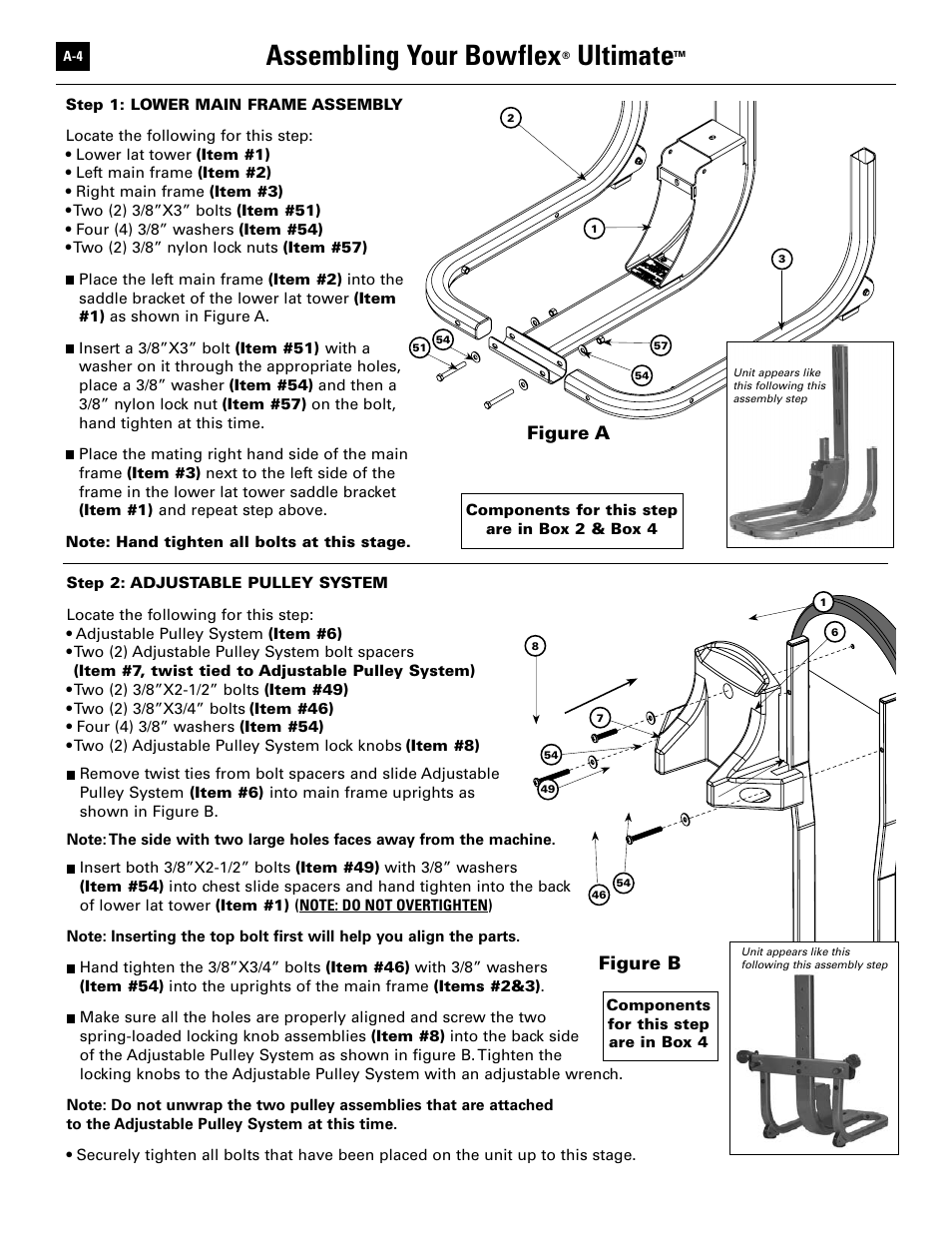 Assembling your bowflex, Ultimate, Figure a figure b | Bowflex Ultimate User Manual | Page 92 / 110
