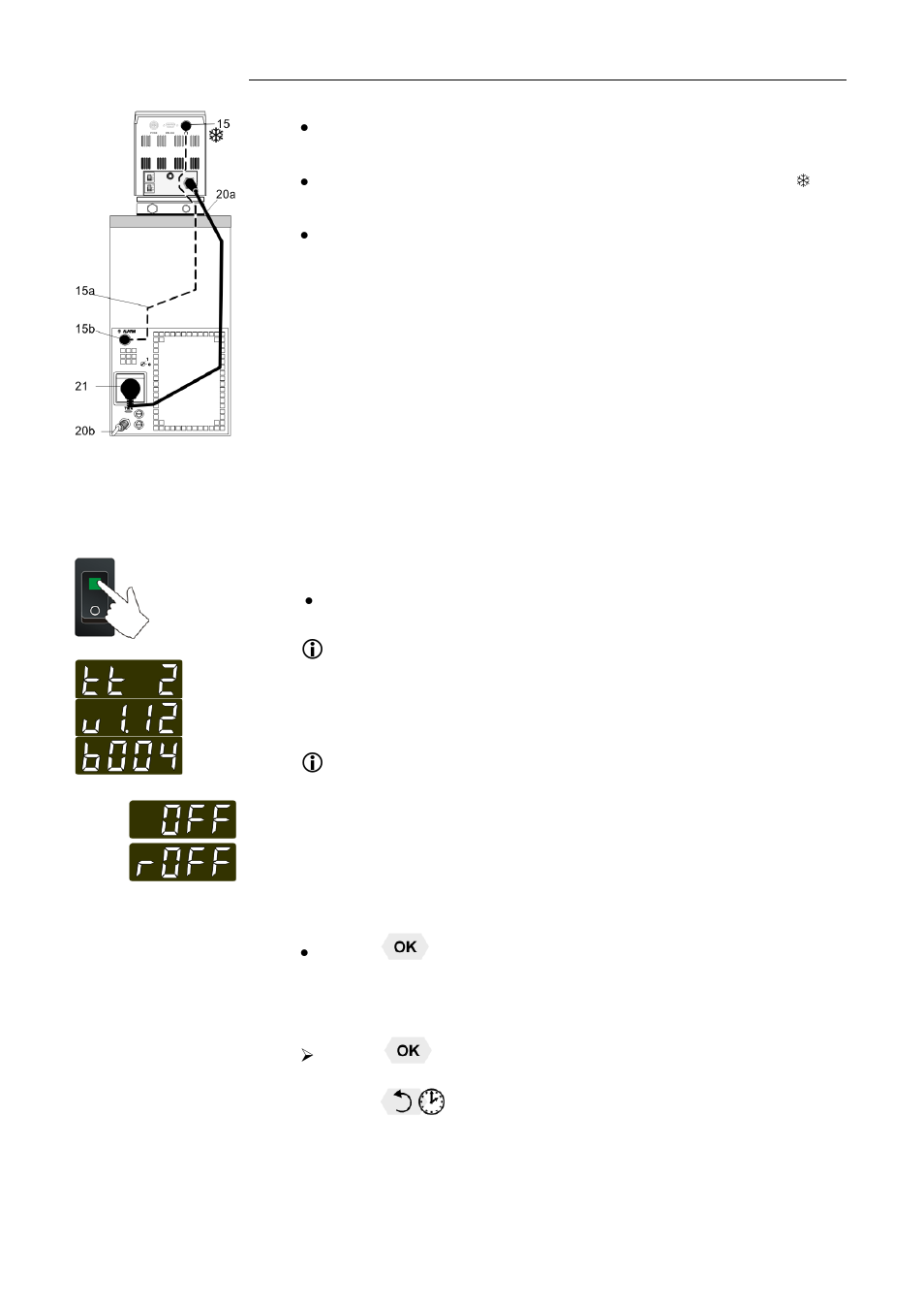 Switching on / start – stop, Switching on the circulator | JULABO FPW50-MA Refrigerated and Heating Circulators User Manual | Page 35 / 65