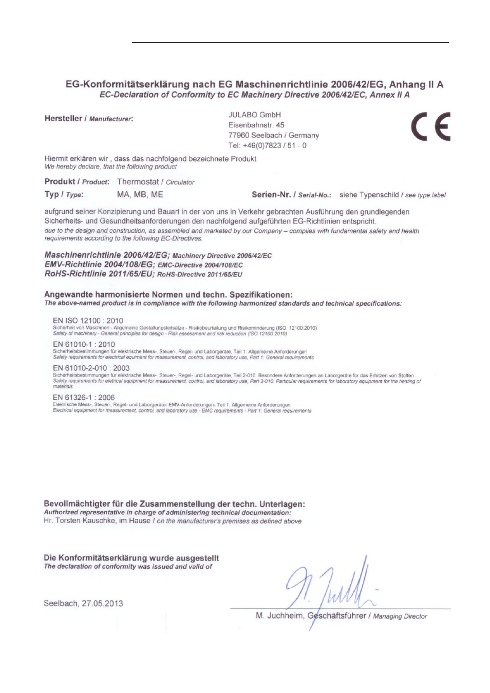 Ec conformity | JULABO FPW50-MA Refrigerated and Heating Circulators User Manual | Page 9 / 65