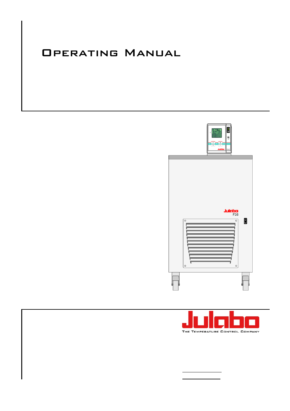 JULABO F38-ME Beer Forcing Test Refrigerated/Heating Circulating Bath User Manual | 69 pages
