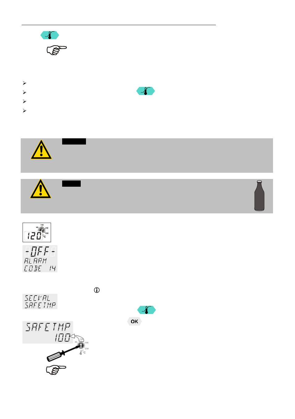Safety installations, warning functions | JULABO F38-ME Beer Forcing Test Refrigerated/Heating Circulating Bath User Manual | Page 24 / 69
