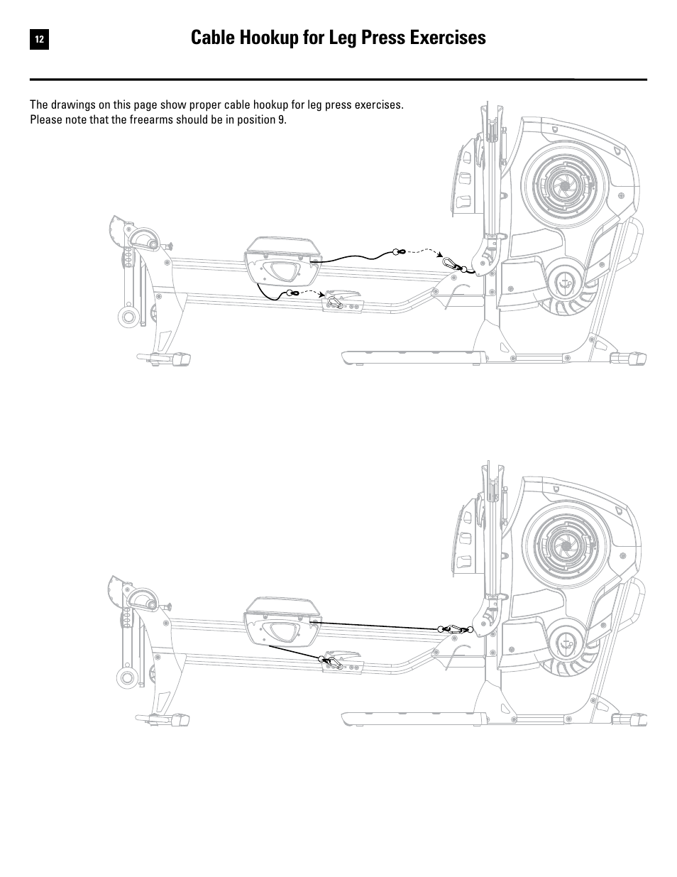 Cable hookup for leg press exercises | Bowflex Revolution User Manual | Page 14 / 88