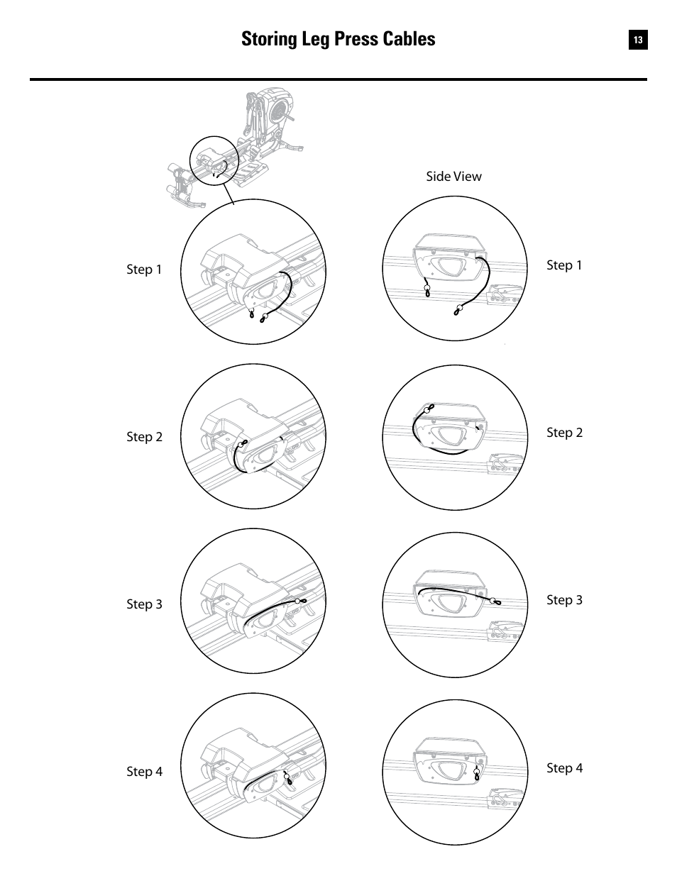 Storing leg press cables | Bowflex Revolution User Manual | Page 15 / 88