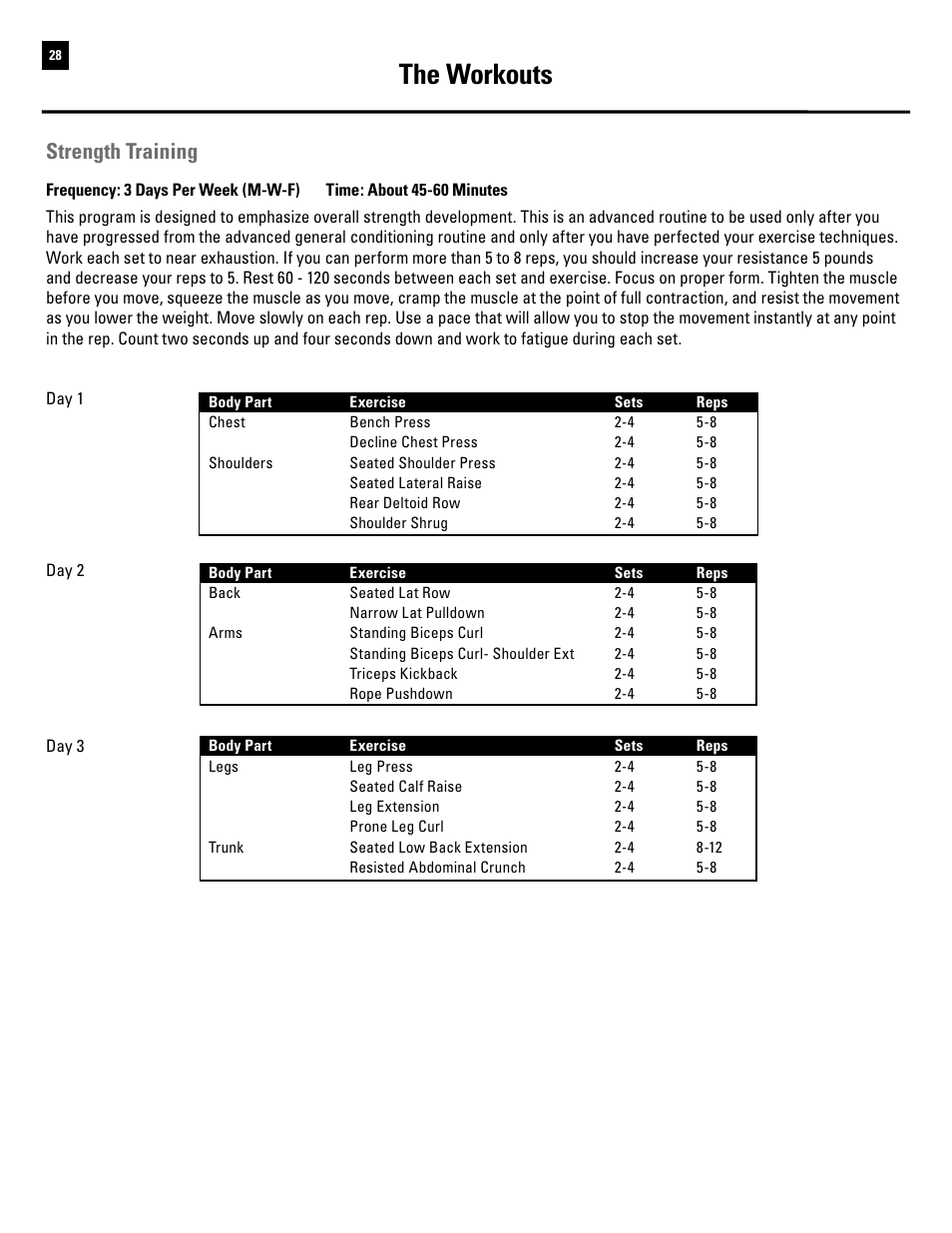 The workouts, Strength training | Bowflex Revolution User Manual | Page 30 / 88