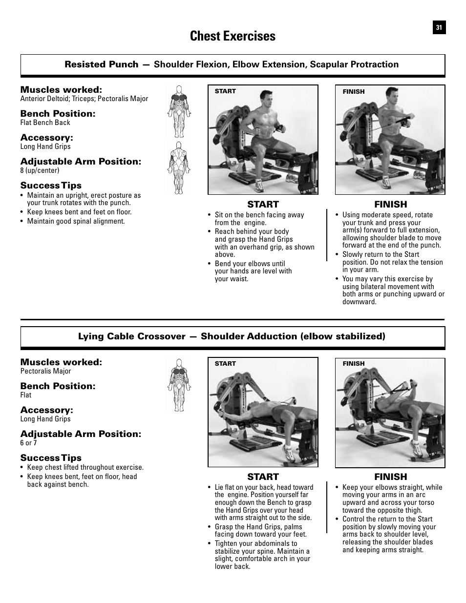 Chest exercises | Bowflex Revolution User Manual | Page 33 / 88