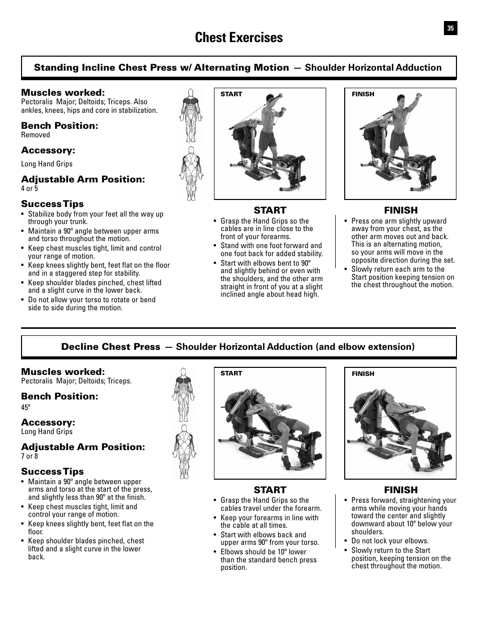 Chest exercises | Bowflex Revolution User Manual | Page 37 / 88