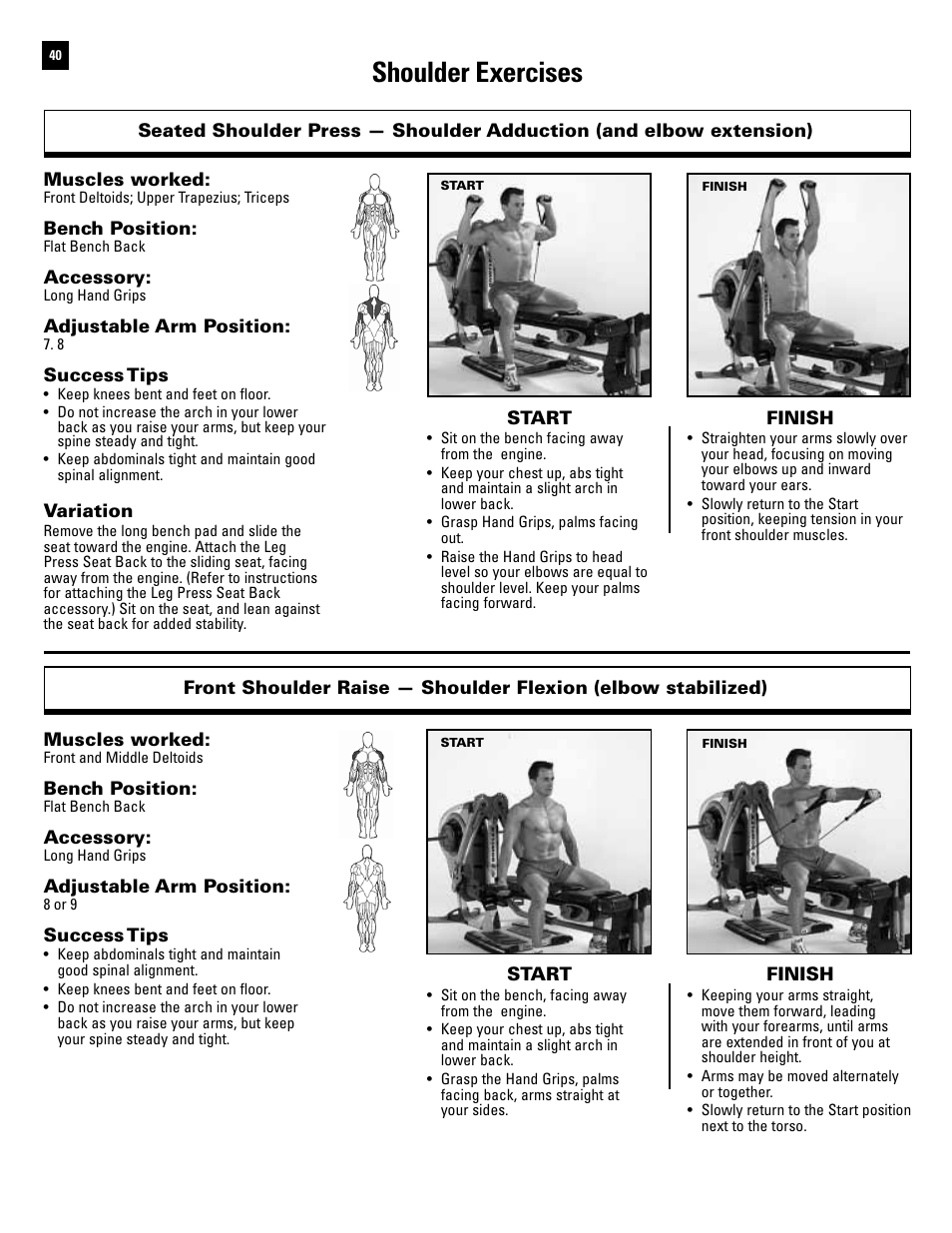 Shoulder exercises | Bowflex Revolution User Manual | Page 42 / 88