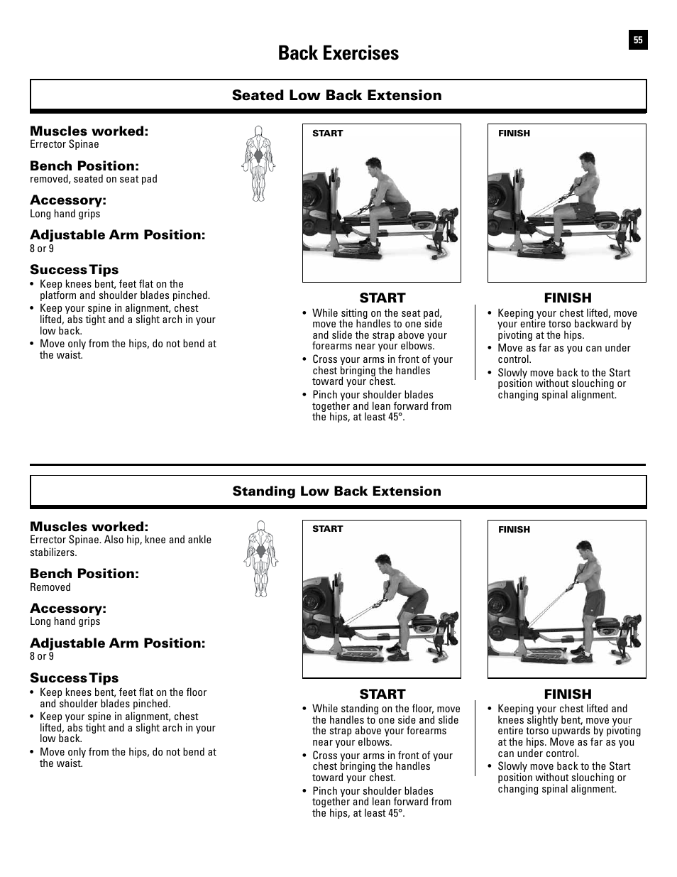 Back exercises, Seated low back extension | Bowflex Revolution User Manual | Page 57 / 88