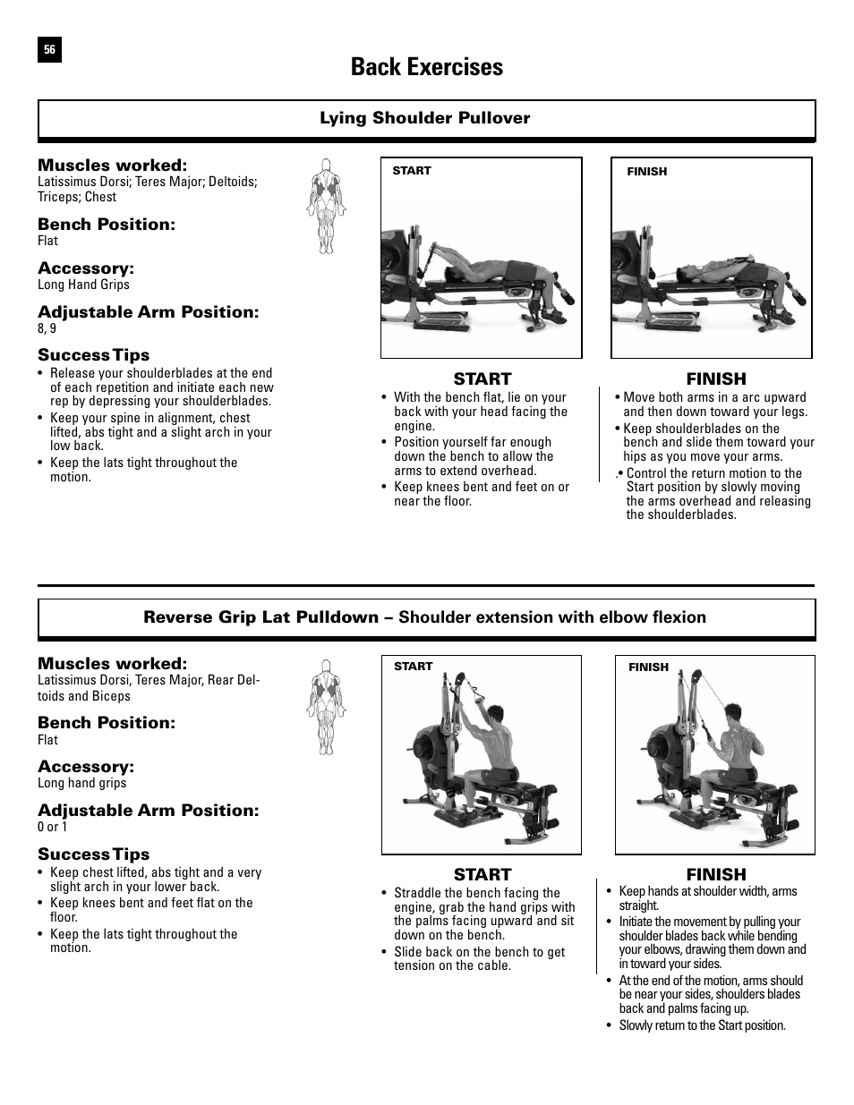 Back exercises | Bowflex Revolution User Manual | Page 58 / 88