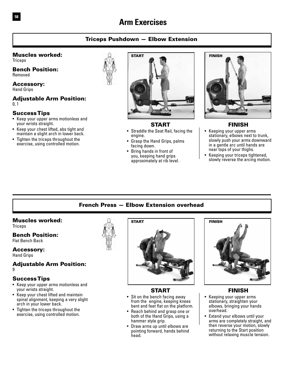 Arm exercises | Bowflex Revolution User Manual | Page 60 / 88