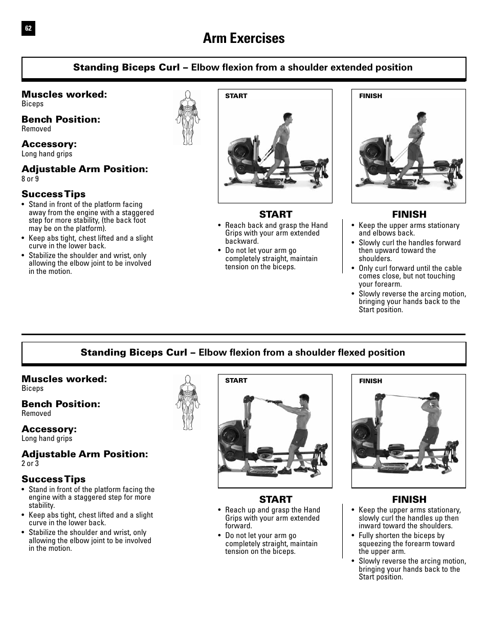 Arm exercises | Bowflex Revolution User Manual | Page 64 / 88
